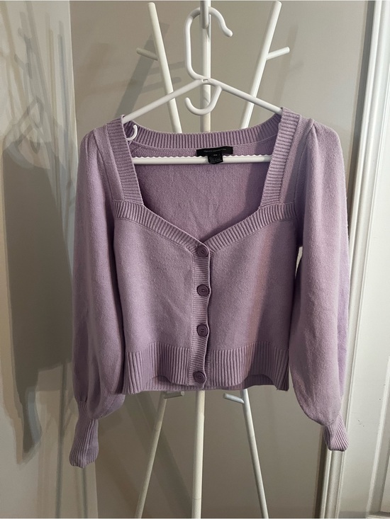 French Connection Sweaters - French Connection Lavender Square-Neck Button Cardigan